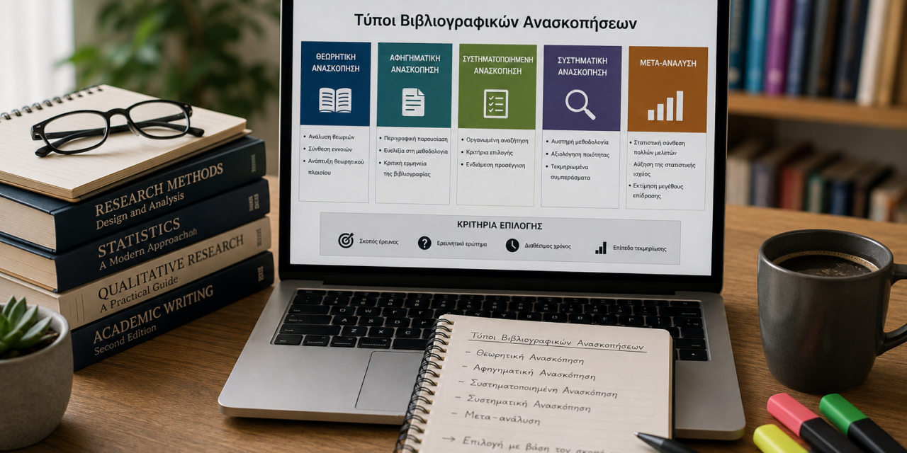 Τύποι Βιβλιογραφικών Ανασκοπήσεων: Πώς να Επιλέξετε τη Σωστή Μεθοδολογία για την Ερευνητική σας Εργασία